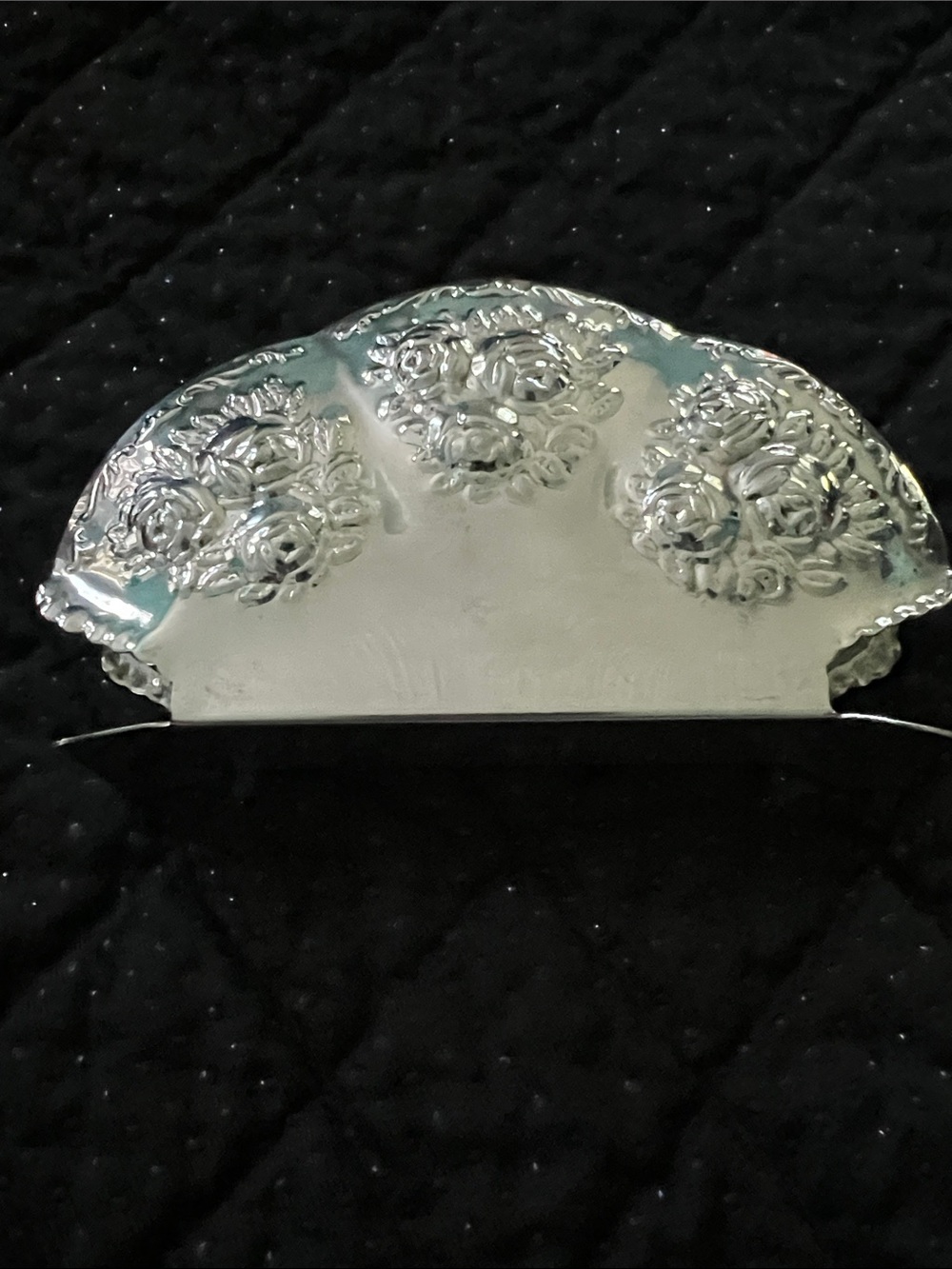 Vintage Elegance E.P. Steel Ornate Floral Napkin Letter Holder Made in India
